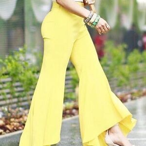 Zara Bright Yellow Wide-Leg Flare Pants